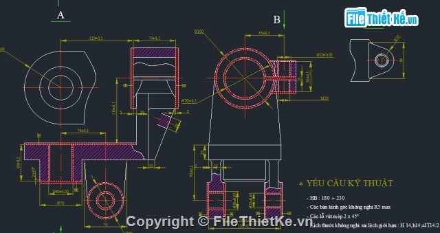 ĐỒ ÁN CÔNG NGHỆ CHẾ TẠO MÁY,CHI TIẾT THÂN GIÁ ĐỠ,FILE CAD THÂN GIÁ ĐỠ,đồ án chế tạo máy thân giá đỡ